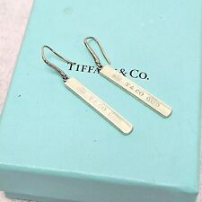 Tiffany & Co. Vintage 2003 1837 Bar Drop Dangle Dangling Earrings Hook Silver