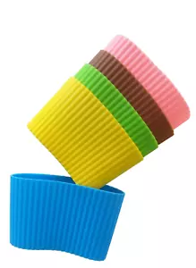 Silicone Sleeves for Cup Coffee Heat Resistant Insulates 5 Pack ~ New - Picture 1 of 7
