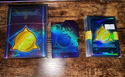 YUGIOH OCG TCG Rush Duel Deck Box & 70 Sleeves Blue Gold - Image 1 of 4