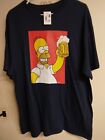 The Simpsons Homer With Beer Mug Men's Large T Shirt Navy Blue New Stained