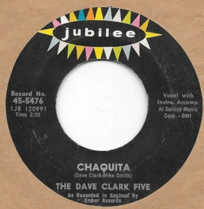DAVE CLARK FIVE Chaquita on Jubilee early 60s rock tittyshaker 45 HEAR - Picture 1 of 2