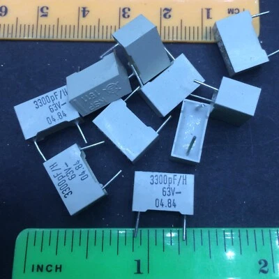 3pcs Iskra KSP 1511 3300pF 63V 2.5% Polystyrene Capacitors NOS Vintage 3.3nF KSN - image 1 of 4