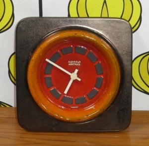 KIENZLE años 70 reloj de pared cerámica Kienzle boutique reloj fat lava marrón naranja 70 - Imagen 1 de 5