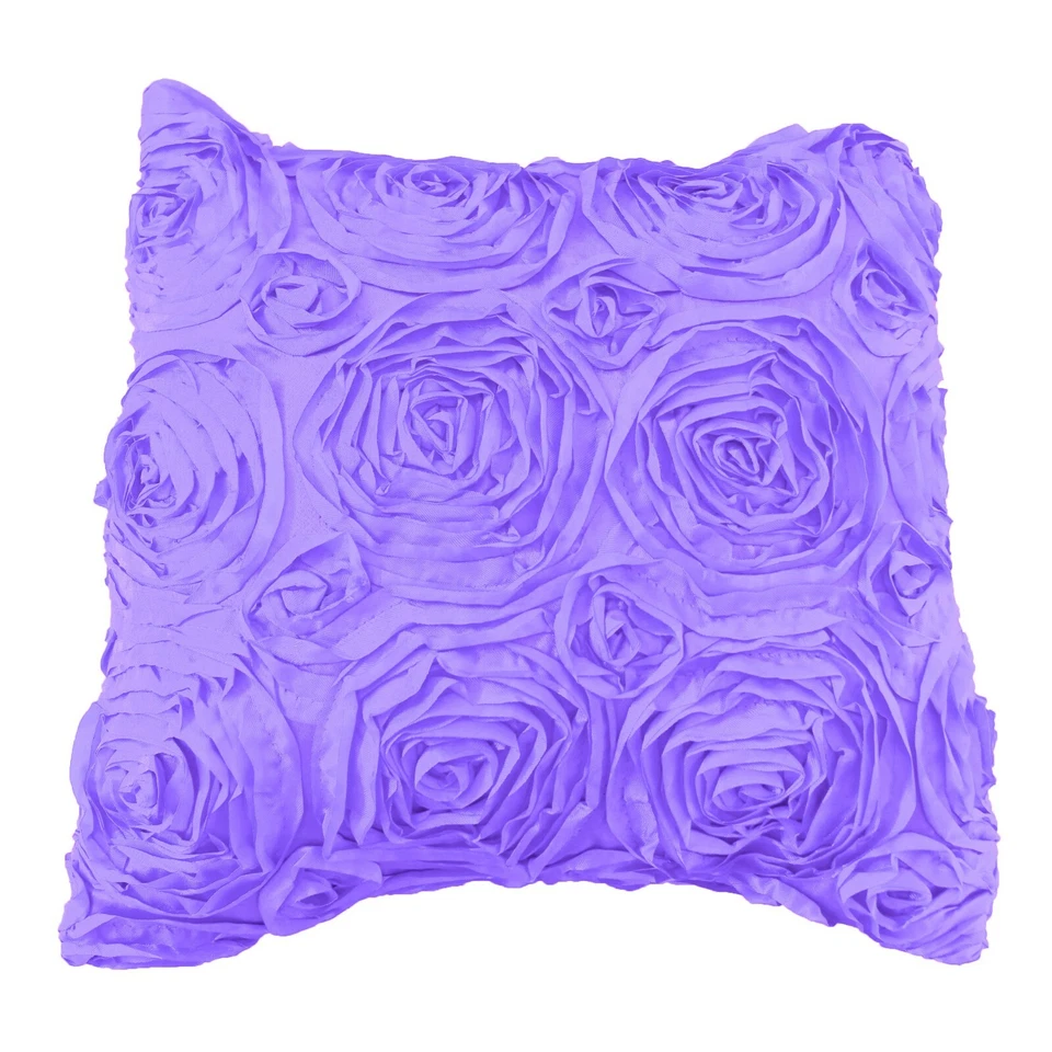 Satin Rosette 3D Raised Pop-Up Petals Decorative Throw Pillow/Sham Cushion Cover - Image 1 of 1
