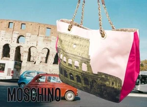 MOSCHINO Rome Colosseum Pink on Pink ✿ROMA✿ Italy Large Tote Handbag AS NEW - Picture 1 of 7