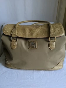 Diane Von Furstenberg Travel Bag Tote Weekender Gold DVD luggage - Picture 1 of 13