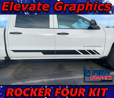 Se adapta a Chevy Silverado Stripes Rocker cuatro gráficos calcomanías de vinilo pegatina 1999-2026 Foto 1 de 4