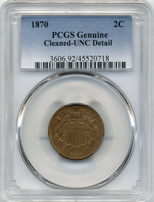 1870 US 2 Cent Union Shield - PCGS Certified UNC Detail - Image 1 of 2