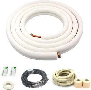 Air Conditioning Copper Tubing Pipe Extension Set,Copper Pipes 1/4" & 3/8, 16ft - Picture 1 of 6