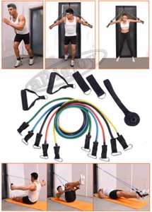 11PC Elastic Pull Ropes Fitness Gym Muscle Resistance Training Body Build Bands - Picture 1 of 7