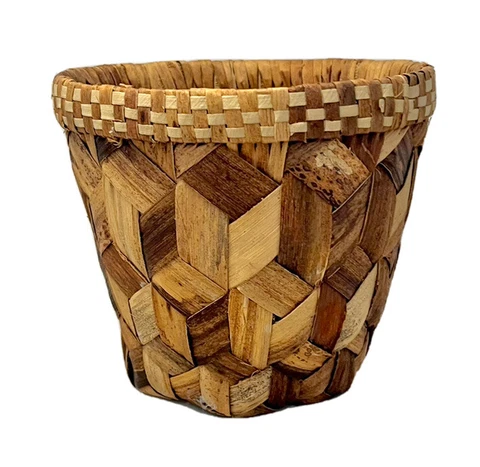 Plant Basket Woven Banana Leaf Fiber Geometric Pot Potting Organizing Cover