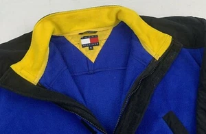 Tommy Hilfiger Fleece Jacket Medium Pullover Vintage 90s Logo Half Zip Men Heavy - Picture 1 of 11