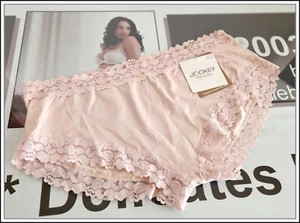 JOCKEY-PARISENNE * Women's-Size 18-Microfibre-Lace Trim-Boyleg-Brief-Nude-$14.00 - Picture 1 of 3