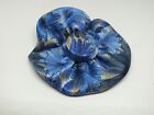 Boho Handmade Brooch Pin Made from Silk Poly Neck Ties 4" One-of-a-Kind Blues