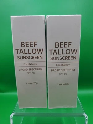 Paquete de 2 protectores solares de sebo de res rostro cuerpo amplio espectro SPF30 2,46 oz cada uno 12/2027 Foto 1 de 4