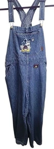 Disney Mickey Mouse Denim Overalls XL Embroidered Front Pocket Adjust Y2K - Picture 1 of 14
