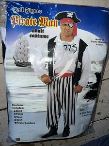RG Costumes PIRATE MAN VEST ADT XL 42 to 50 WHT SHIRT BLK VEST - Picture 1 of 5
