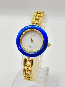 [Casi Como Nuevo] Gucci Cambio Bisel 11/12 Reloj Pulsera Oro Usado Funcionando - Imagen 1 de 13