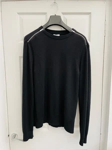REISS Black 30% Wool Zip Shoulder FRASER Jumper Sz XL Exc Cond - Picture 1 of 5