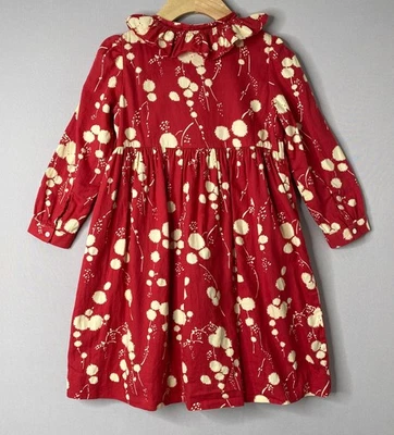 Vestido de babado BONPOINT manga comprida vermelho floral Margot *SEM CINTO* meninas 4 anos - Imagem 1 de 4