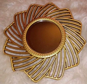 Sunburst Mirror Starburst Small Gold Plastic Glass 9.75x9.75 Home Office Wall  - Foto 1 di 18