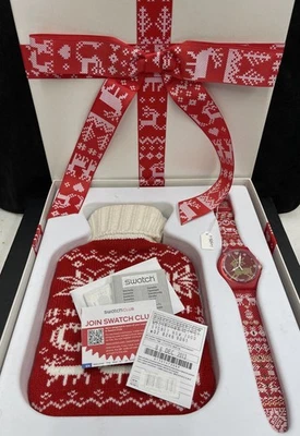 2013 SWATCH Christmas Pack Hot water bottle set Original Packaging SUOZ172S - image 1 of 4