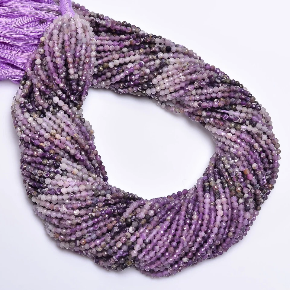Cuentas facetadas de piedras preciosas de Sugilite natural forma redonda 2,5-3 mm hilo 12,5" 408 Foto 1 de 2