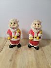 2 Vintage ALPS Hard Plastic Santa Claus Dwarf Wind Up Christmas Toy 