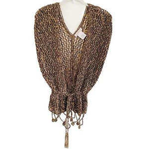 La Rok Gold Metallic Crochet Shrug Size Small - Picture 1 of 7