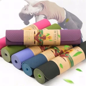 Non Slip Durable TPE - Lightweight - Eco-Friendly - Pilates Yoga Mat with Strap - Picture 1 of 19