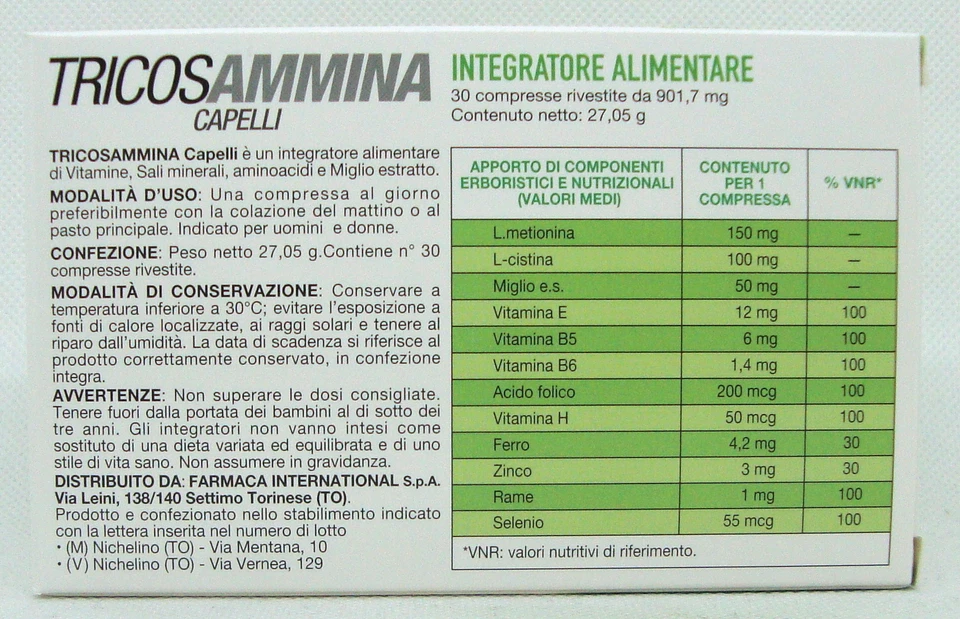TRICOSAMMINA CAPELLI 30 compresse integratore alimentare - Immagine 1 di 1