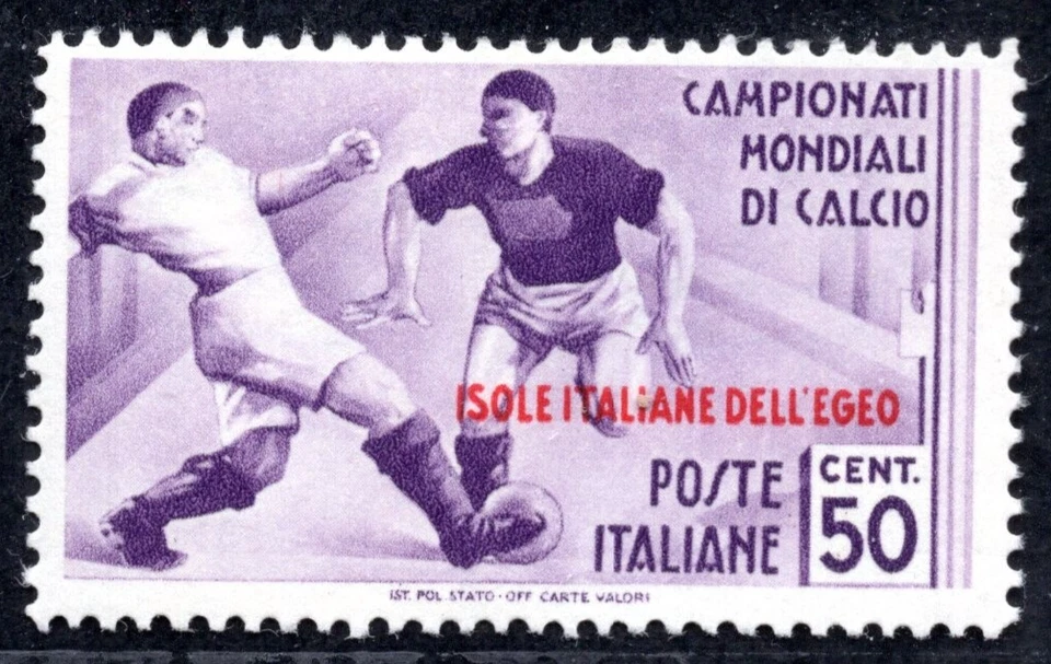 ITALY AEGEAN ISLANDS 1934 SOCCER ISSUE SCOTT #33 MINT LIGHTLY HINGED - Image 1 of 2