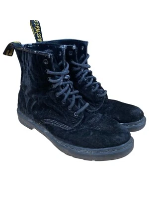 Dr. Doc Martens Castel Women's Leather Black Velvet Boots Size US 11 UK 9 EU 43 - Image 1 of 4