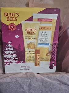 Burt’s Bees Honey Pot Gift Set New Body Lotion Hand Cream Lip Balm - Picture 1 of 1