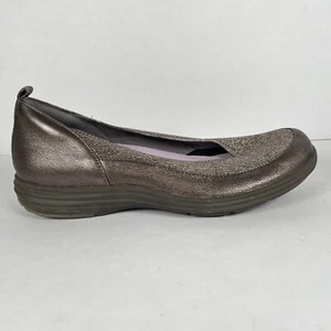 Aravon Quinn Ballet Flats Womens Size 9.5 B Pewter Leather Slip On Comfort Shoes - Picture 1 of 10