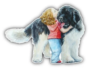 "Calcomanía pegatina parachoques coche para niña con Landseer Terranova perro animal perro - ""TALLAS""" - Imagen 1 de 1