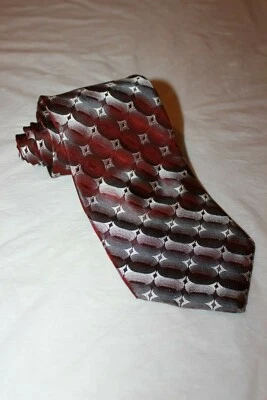 Corbata de cuello Paul Dione gris granate patrón 100 % seda para hombre Foto 1 de 4