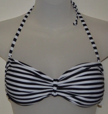 Top de natación Bandini a rayas blanco y negro azul marino antiguo para mujer tallas XS, S, M Foto 1 de 2