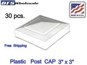 Kunststoff Zaun Pfosten Kappe 3 x 3 Zoll, Farbe WEISS, 30 Stück, Made in USA - Bild 1 von 8