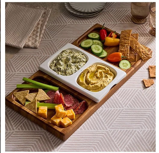 board pampered chef cutting charcuterie cheese bamboo set Dual sided Free Ship - Image 1 of 4