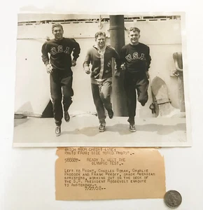 1928--OLYMPICS--FRANK WYKOFF & CHARLIE PADDOCK -ORIGINAL PRESS PHOTO--XLNT - Picture 1 of 1