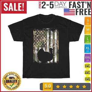 Camo US America Flag Turkey Day Hunting Thanksgiving Gift T Shirt Men Women New - Picture 1 of 9