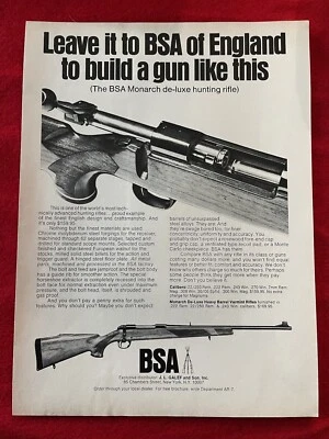 Anuncio impreso de rifle de caza BSA Monarch 1971 vintage Foto 1 de 4