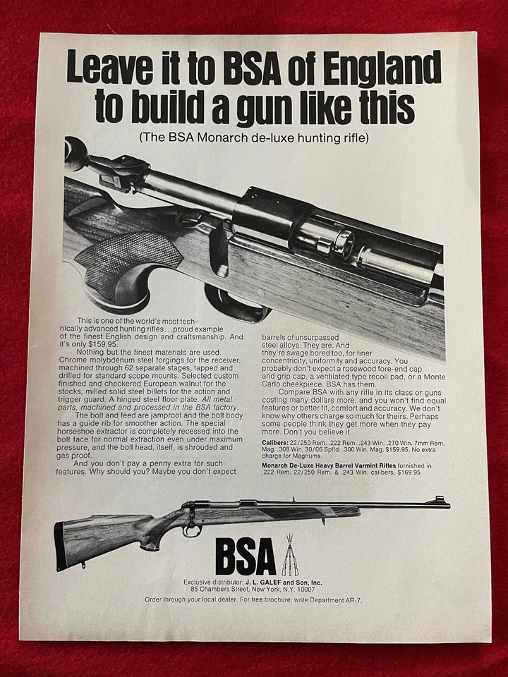 Vintage 1971 BSA Monarch Hunting Rifle Print Ad - Image 1 of 4
