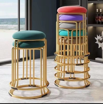 Velvet  Stool Dining Chair,  Stackable Space saving vanity make up stool Bedroom - Image 1 of 4