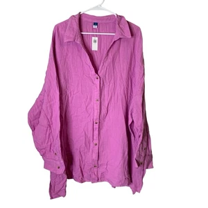 Old Navy NWT Button Up Gauzy Shirt Size 3X Airy Lightweight Lagenlook - Picture 1 of 7