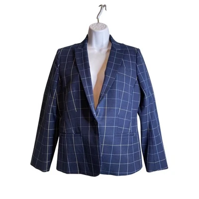 Blazer Banana Republic para mujer azul marino a cuadros calce clásico talla 6 dinero antiguo carrera Foto 1 de 4
