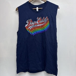 DEEP EDDY VODKA RAINBOW LOGO T-SHIRT Cut Off Sleeve Large Dunkelblau - Bild 1 von 4