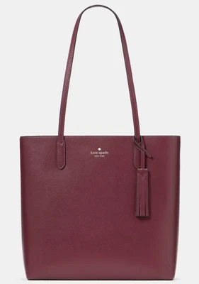 Bolso de Mano Grande Kate Spade Jana Cuero Púrpura Borgoña K8150 Nuevo con Etiquetas Precio de Venta sugerido por el fabricante $359 Foto 1 de 4
