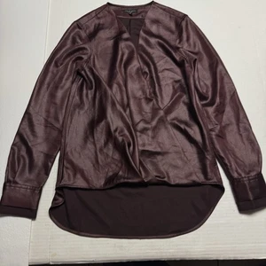 Rag & Bone Victor High Low Long Sleeve Shimmery Top In Brown Size: XS - Picture 1 of 9